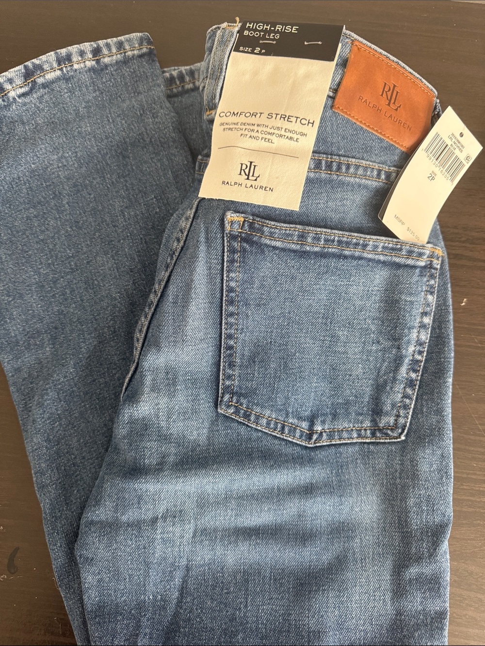 Petite Ralph Lauren High-Rise Boot Cut Jeans in Medium Blue